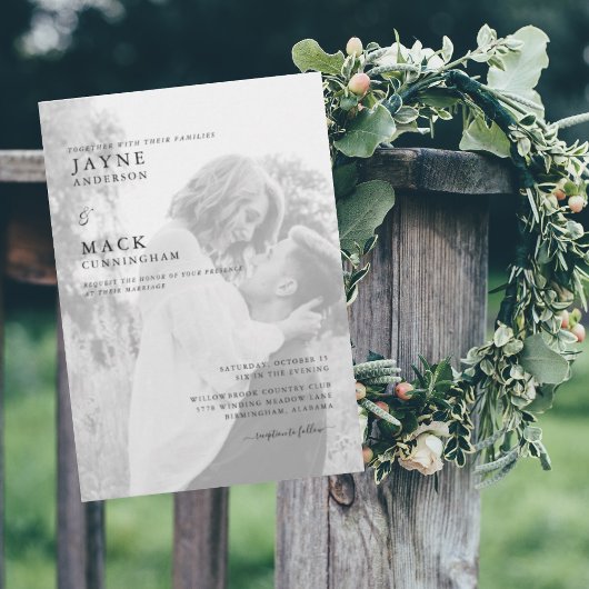 家族と一緒にミュートした写真結婚 招待状