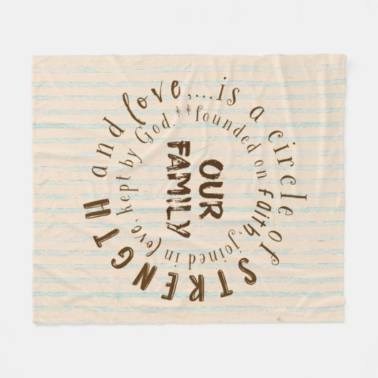 家族と信仰の輪引用文 フリースブランケット (正面(横))