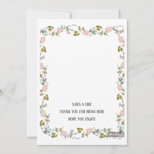 家族と友人のためのシンプルな結婚式ウェルカムカード 招待状 (裏面)