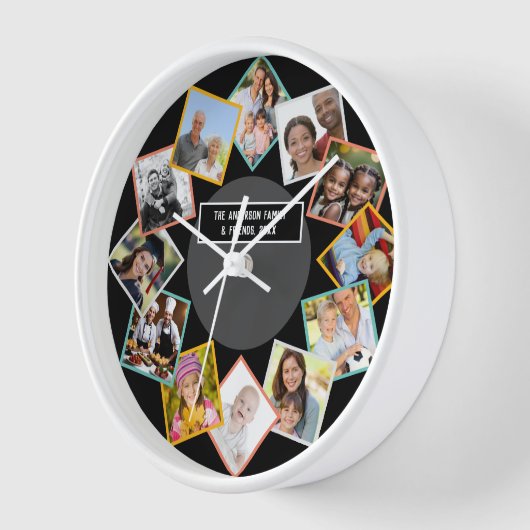 家族と友人のコラージュ数々のフォトギャラリー 壁時計 (傾斜)