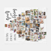 家族と友人のハート型51フォトコラージュ フリースブランケット (正面(横))