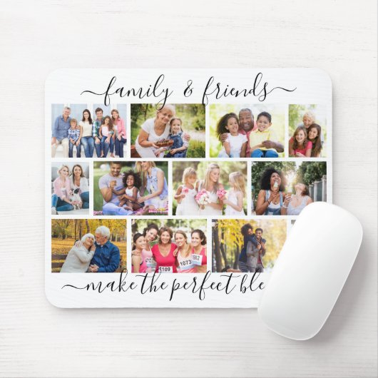 家族と友人の引用文12フォトコラージホワイト マウスパッド (マウス)