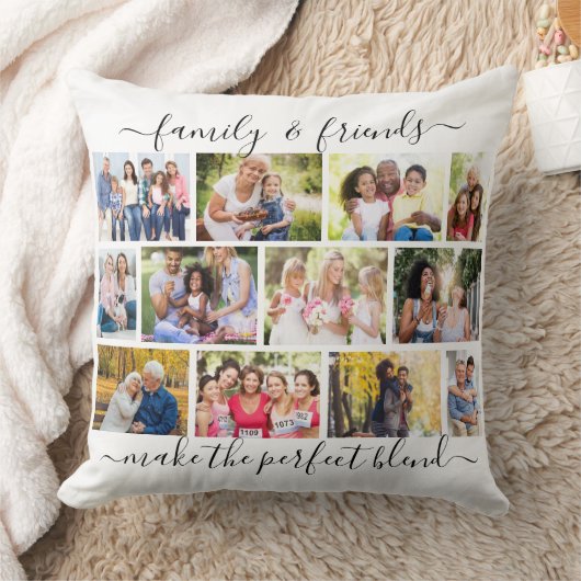 家族と友人の引用文12フォトコラージュ クッション (ブランケット)