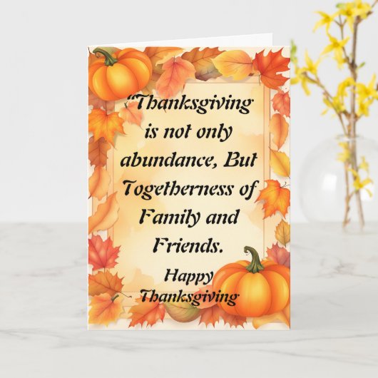 家族と友人の感謝祭と豊富 カード (黄色い花)