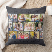 家族と友人引用文12フォトコラージュ石板 クッション (ブランケット)