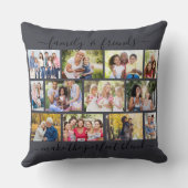 家族と友人引用文12フォトコラージュ石板 クッション (裏面)