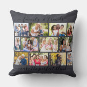 家族と友人引用文12フォトコラージュ石板 クッション (正面)