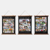 家族と友人68写真石積みグリッドブラック 吊り下げ型タペストリー (トリプル)