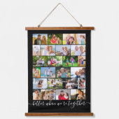 家族と友人68写真石積みグリッドブラック 吊り下げ型タペストリー (正面3)