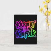 家族と楽しく過ごす面白い親戚たちの集まり カード (黄色い花)