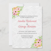 家族と水の色の結婚花 招待状 (正面)