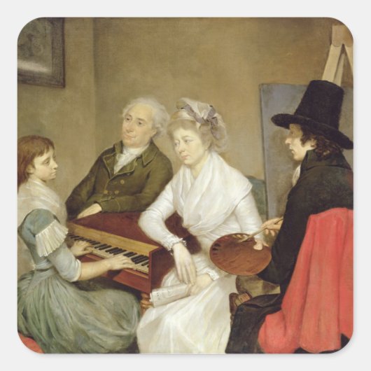 家族と自画像 スクエアシール (正面)