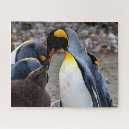 家族と過ごすペンギンのディナー ジグソーパズル (横)