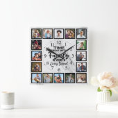 家族と過ごす時間は毎秒の価値がある スクエア壁時計 (ホーム)