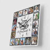 家族と過ごす時間は、白い木素朴の価値がある スクエア壁時計 (傾斜)