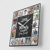 家族と過ごす時間は、1秒ごとに価値がある スクエア壁時計 (傾斜)