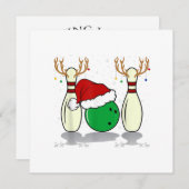家族にぴったりなクリスマスボウリングサンタプレゼント 招待状 (正面/裏面)