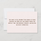 家族によるピンク色の葬儀 サンキューカード (裏面)