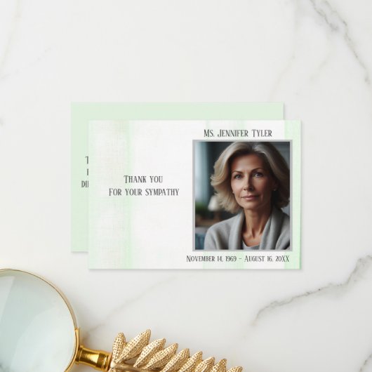 家族による緑の葬儀記念碑 サンキューカード (正面/裏面インサイチュ)