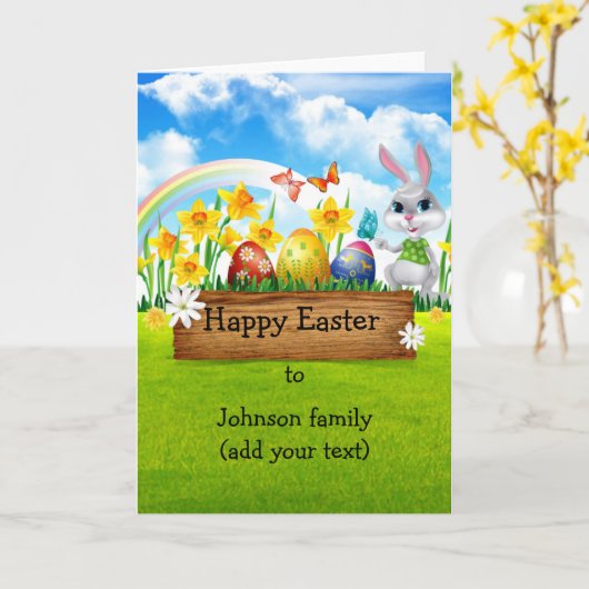 家族にハッピイースター（ここにテキストを追加） カード (黄色い花)