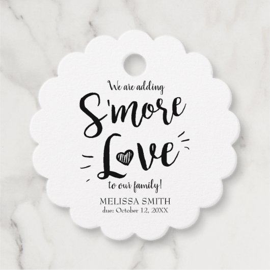 家族に愛を追加Baby Shower Black フェイバータグ (正面)