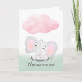 家族に新しい女の赤ちゃん 誕生 おしゃれな象のカード カード (正面)