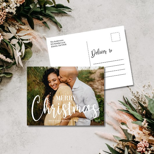 家族に配達クリスマスタイポグラフィ シーズンポストカード