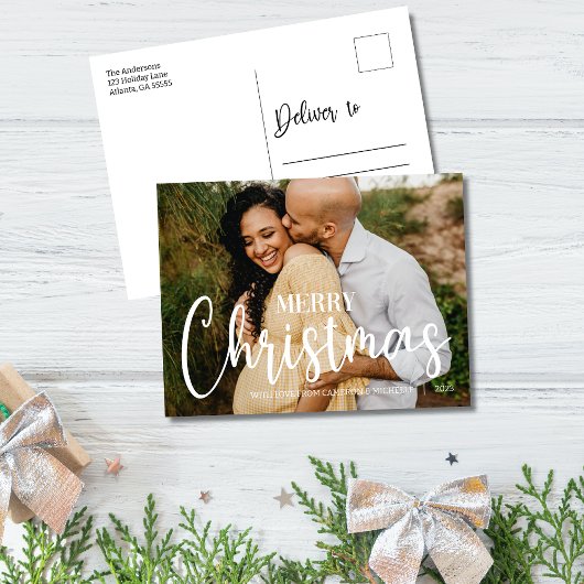 家族に配達クリスマスタイポグラフィ シーズンポストカード