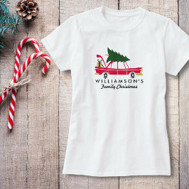 家族のおもしろいクリスマスが家にクリスマスツリー Tシャツ