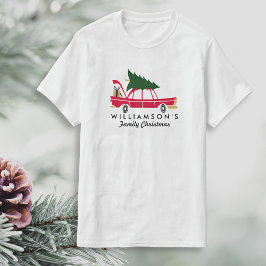 家族のおもしろいクリスマスが家にクリスマスツリー Tシャツ