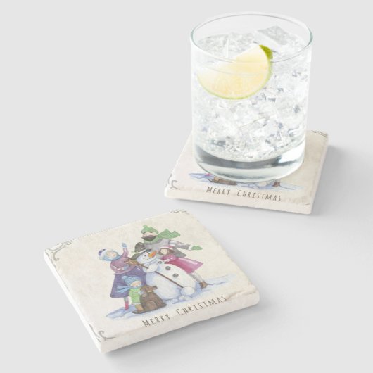 家族のおもしろいクリスマス ストーンコースター (横)