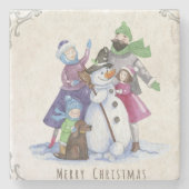 家族のおもしろいクリスマス ストーンコースター (正面)