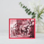 家族のおもしろいクリスマス、興奮した子供たち疲れた親 ポストカード (スタンド正面)