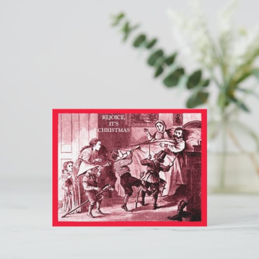 家族のおもしろいクリスマス、興奮した子供たち疲れた親 ポストカード (スタンド正面)