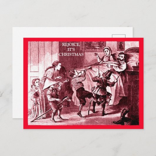 家族のおもしろいクリスマス、興奮した子供たち疲れた親 ポストカード (正面/裏面)