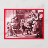 家族のおもしろいクリスマス、興奮した子供たち疲れた親 ポストカード (正面)