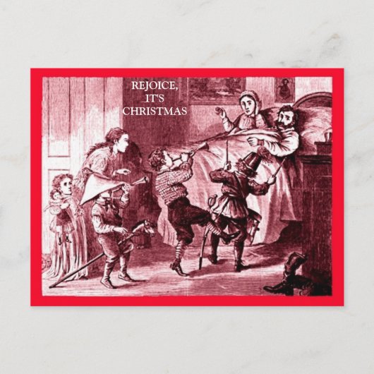 家族のおもしろいクリスマス、興奮した子供たち疲れた親 ポストカード (正面)