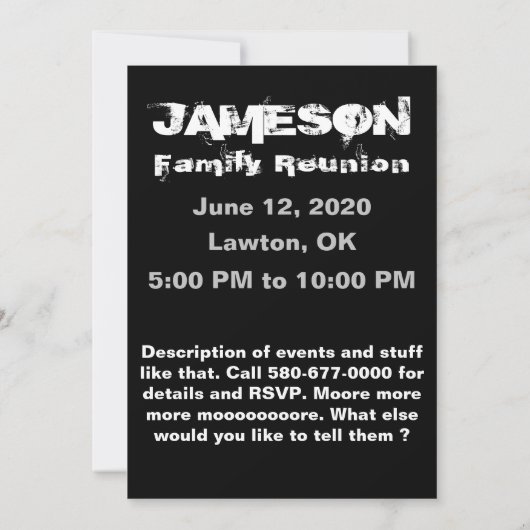 家族のお礼だ！ファミリー懇親会招待状 招待状 (裏面)