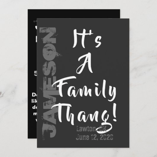 家族のお礼だ！ファミリー懇親会招待状 招待状 (正面/裏面)