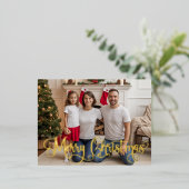 家族のお祝い写真箔押し ホリデー クリスマスカード (立ち正面)
