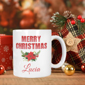 家族のためのギフトかわいい赤い花クリスマスホリデー コーヒーマグカップ