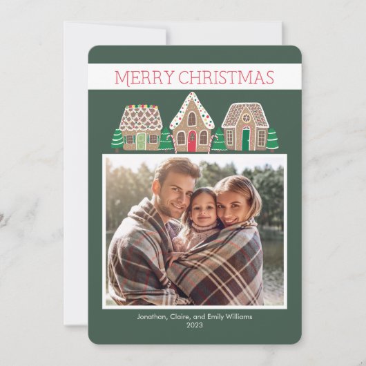 家族のためのジンジャーブレッドのクリスマスフォトカード シーズンカード (正面)