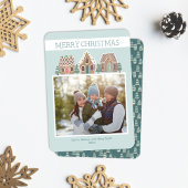 家族のためのジンジャーブレッドのクリスマスフォトカード シーズンカード