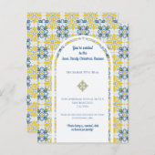 家族のためのポルトガルのタイルのクリスマス懇親会 シーズンポストカード (正面/裏面)