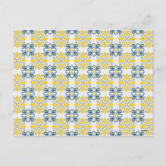 家族のためのポルトガルのタイルのクリスマス懇親会 シーズンポストカード (裏面)