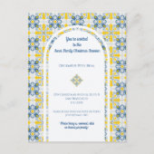 家族のためのポルトガルのタイルのクリスマス懇親会 シーズンポストカード (正面)