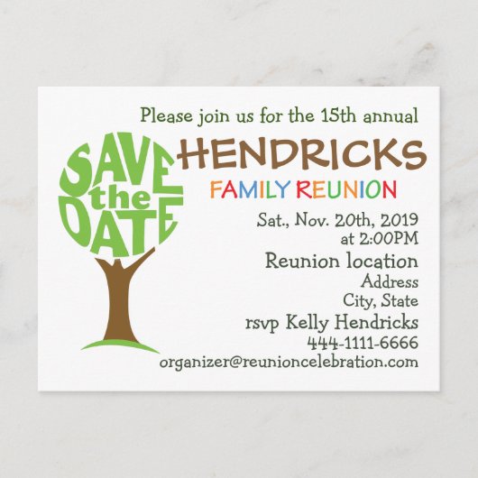 家族のための懇親会のデザイン インビテーションポストカード (正面)