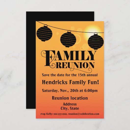 家族のための懇親会のデザイン、学校は合いましたり、凝視します セーブザデート (正面/裏面)