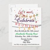 家族のための懇親会のデザイン、学校は合いましたり、凝視します 案内ポストカード (正面/裏面)