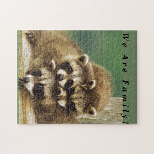 家族のアライグマのパズル ジグソーパズル (横)